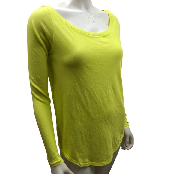 Polo Ralph Lauren Neon Yellow‎ Long Sleeve Scoop Neck Top MD NWT - Picture 3 of 7